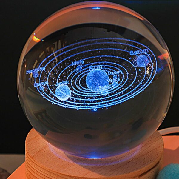 3D Color Changing LED Crystal Ball – Solar System - Image 2