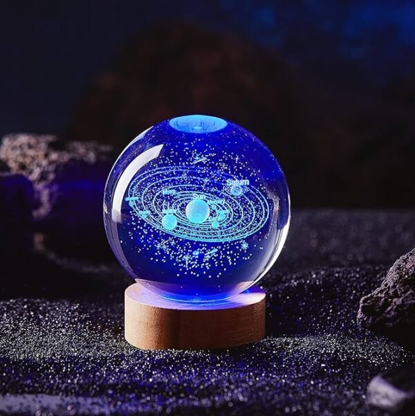 3D Color Changing LED Crystal Ball – Solar System - Image 2