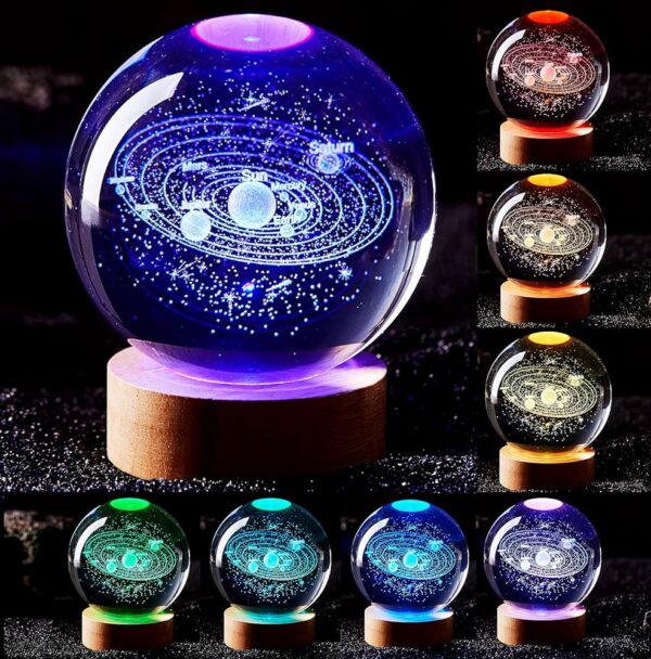 3D Color Changing LED Crystal Ball – Solar System - Image 3